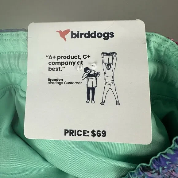 NEW Birddogs Built In Liner Shorts Mens Large 9'' Inseam Retro 80's Tie Dye - Picture 5 of 6